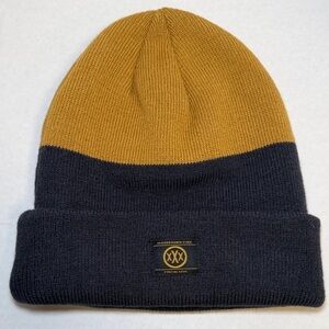10.Deep Colorblock Knit Beanie Hat Black & Mustard Gold – Streetwear Winter Cap